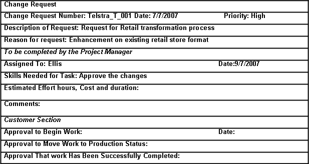 Change Request form