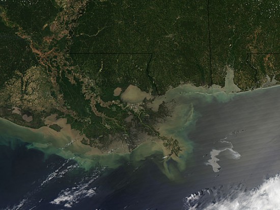 A NASA image showing the severity of the Gulf oil spill