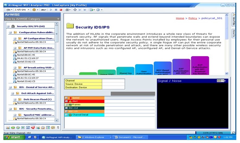 simulated WLAN data as shown on the WLAN throughput 1