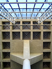 Showing how the pillars join the ceiling of the building