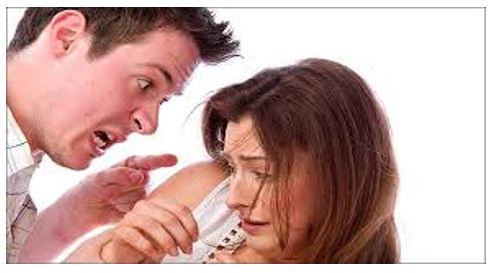 Husband beating his wife