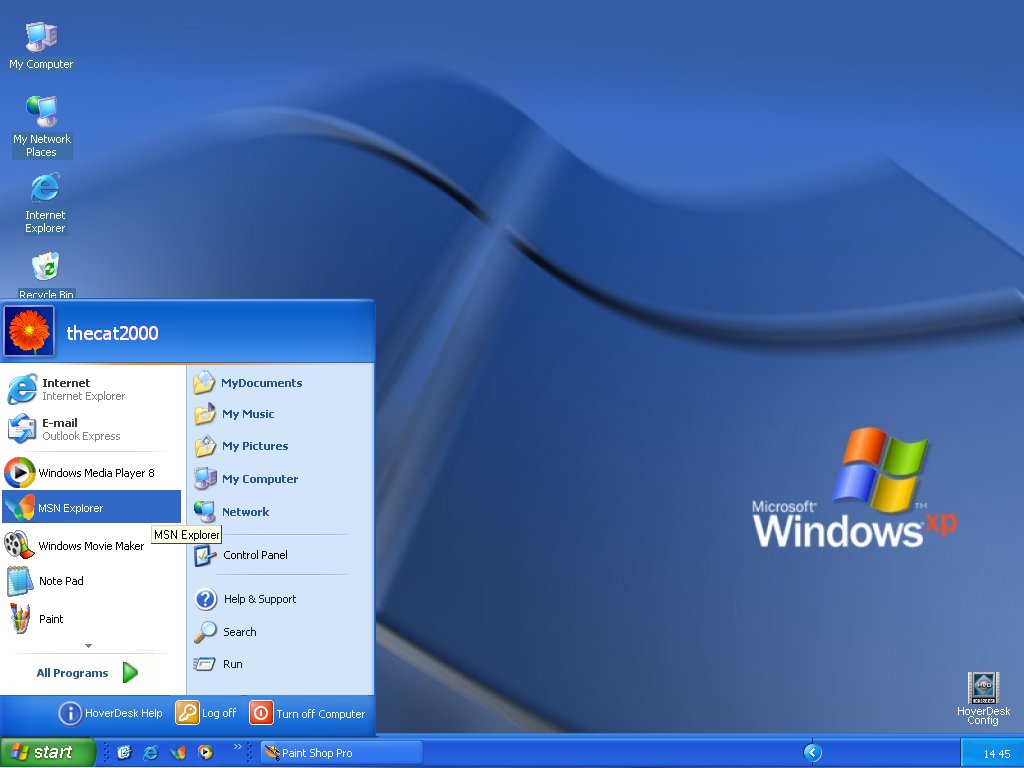 Windows OS Home Screen (Windows XP).