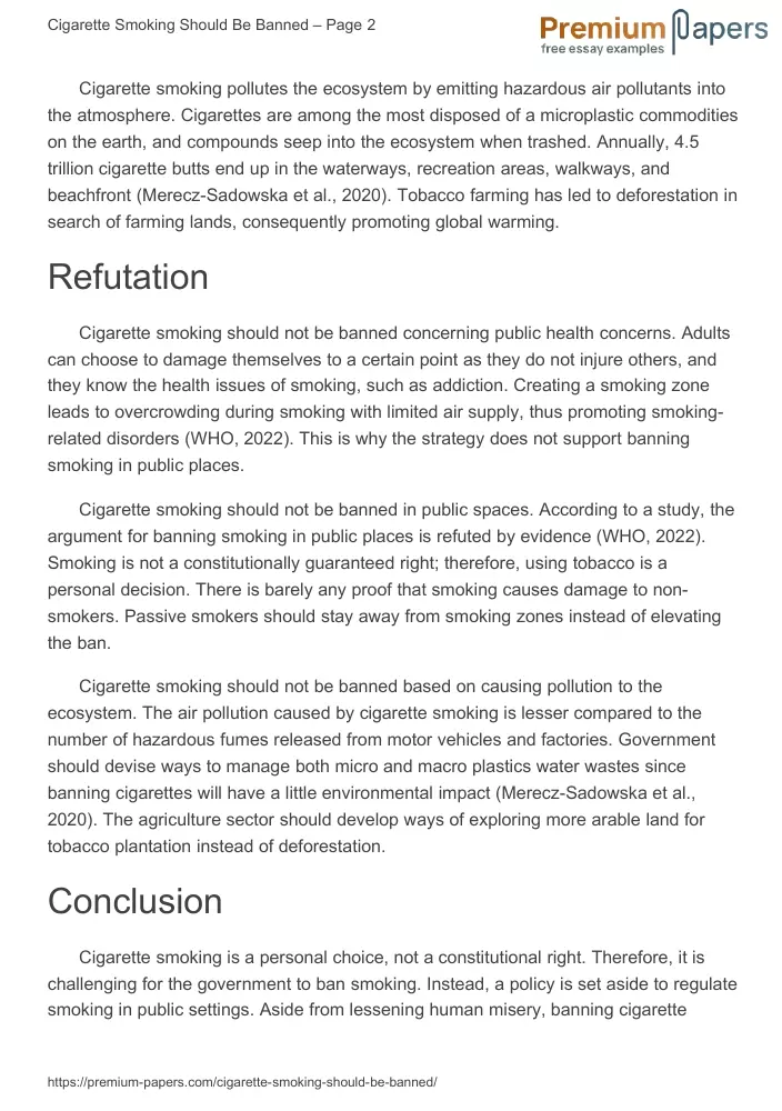 conclusion of cigarette smoking Cigarette Smoking Should Be Banned Essay Example (Free)